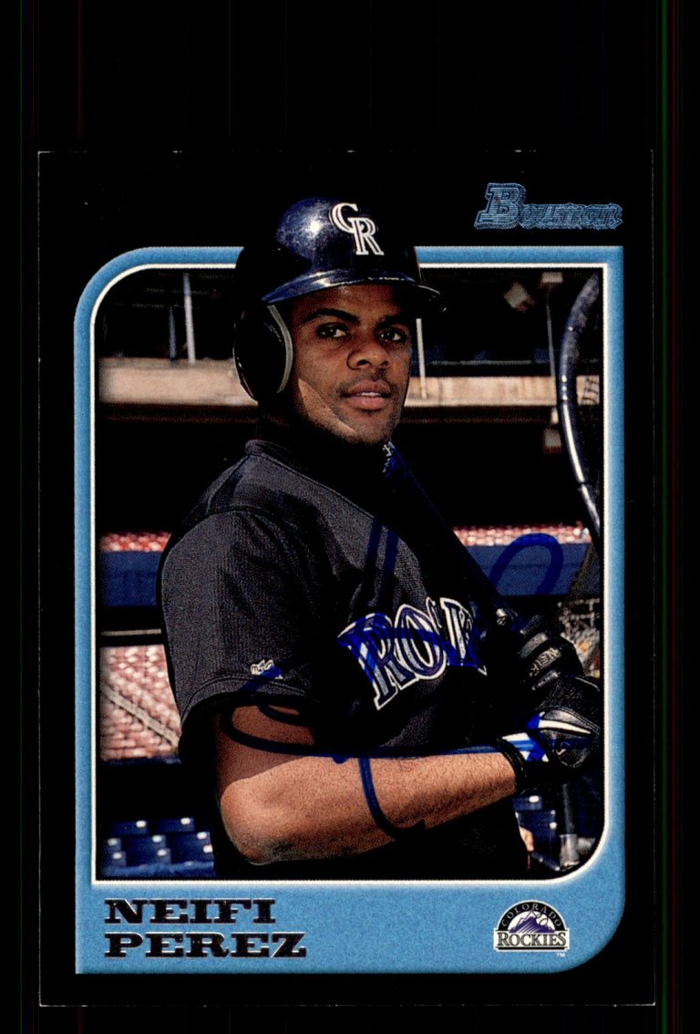 Signed Baseball Card Auto Neifi Perez 1997 Bowman #220 Colorado Rockies