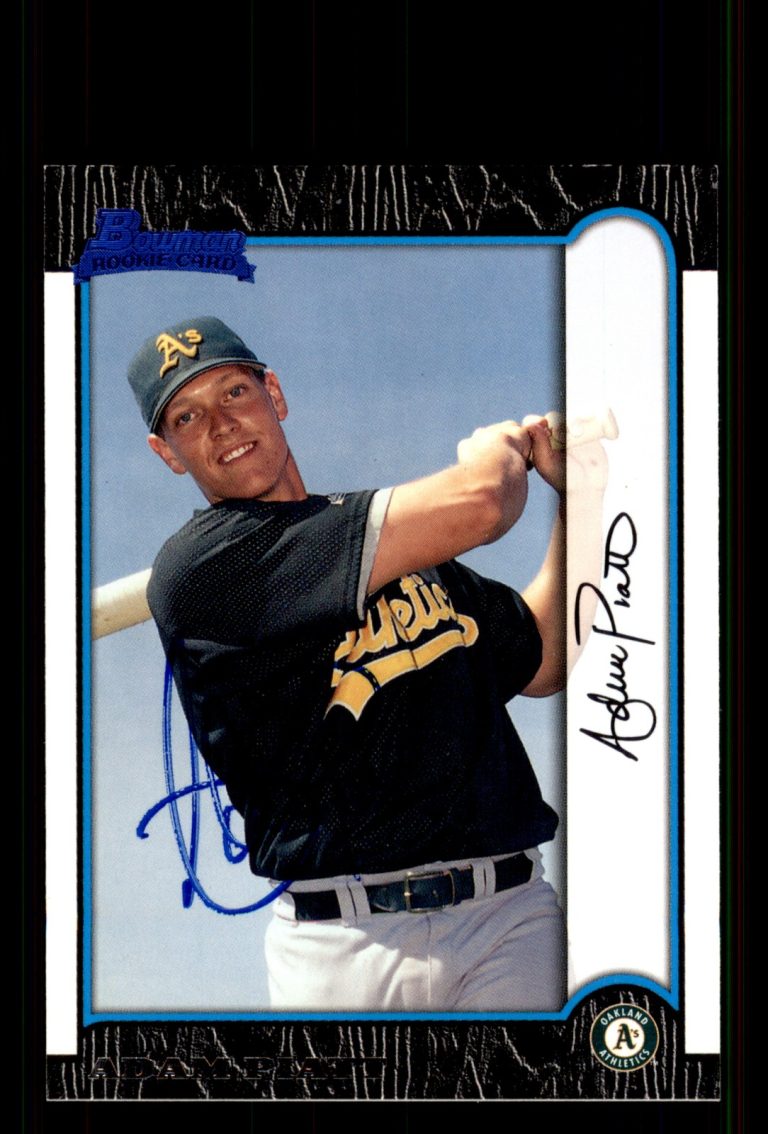 Signed Baseball Card Auto Adam Piatt 1999 Bowman #413 Oakland Athletics