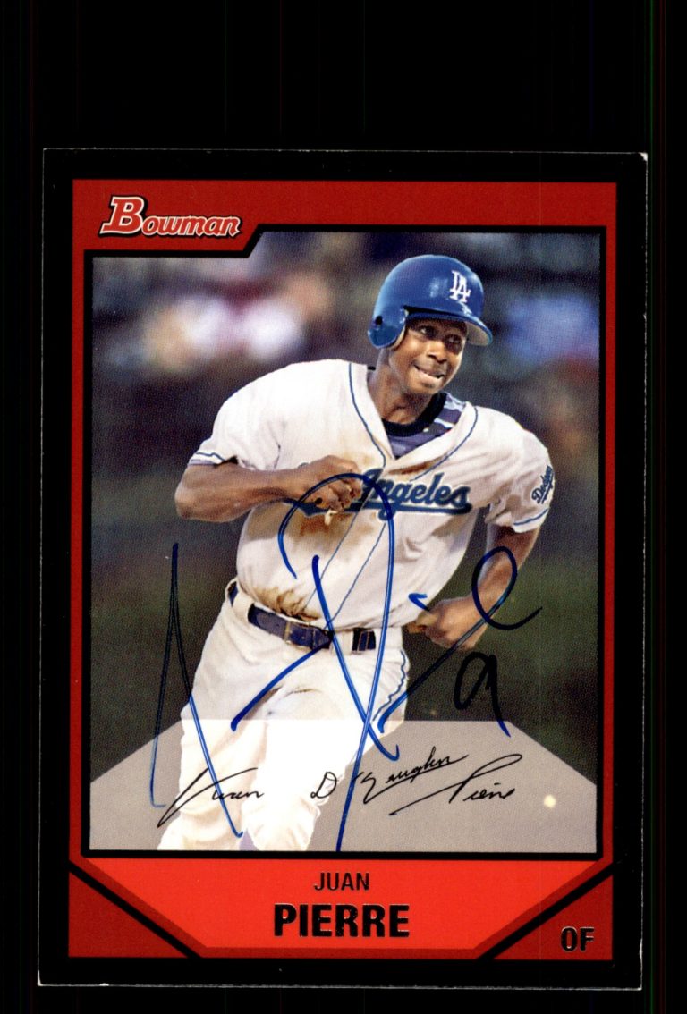 Signed Baseball Card Auto Juan Pierre 2007 Bowman #68 Los Angeles Dodgers