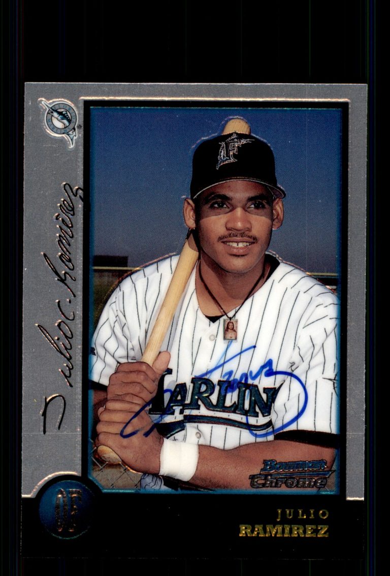 Signed Baseball Card Auto Julio Ramirez 1998 Bowman Chrome #379 Florida Marlins