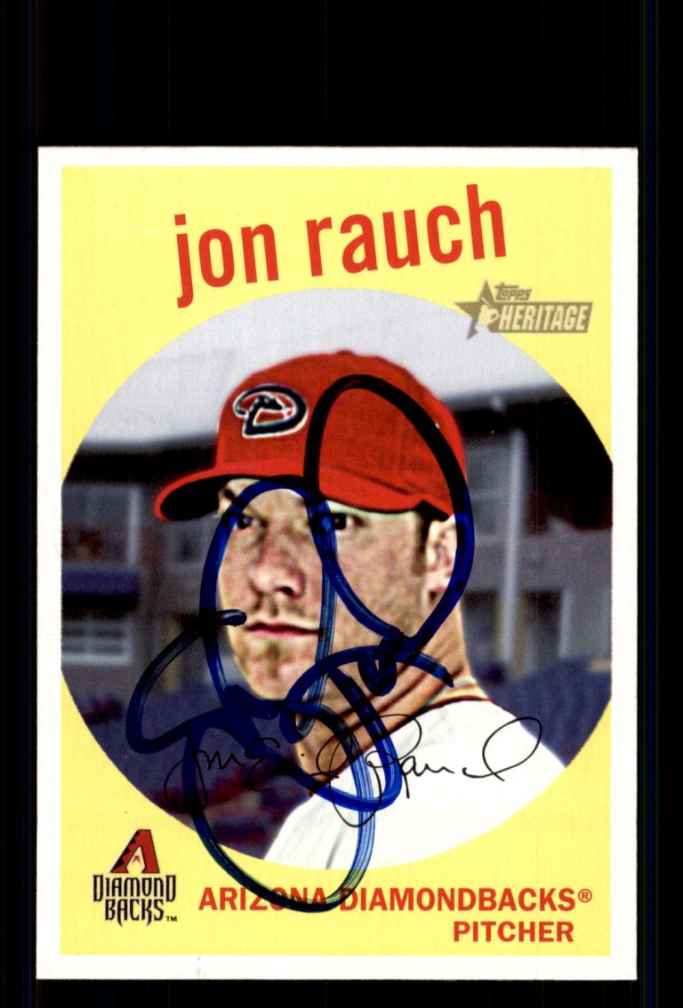 Signed Baseball Card Auto Jon Rauch 2008 Topps Heritage #541 Diamondbacks