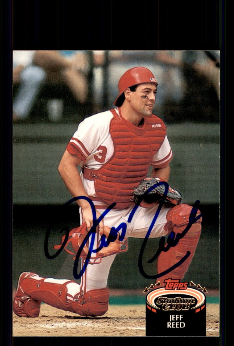 Signed Baseball Card Auto Jeff Reed 1992 Stadium Club #487 Cincinnati Reds