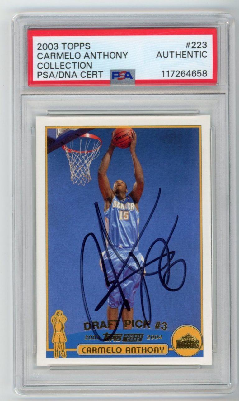 Signed Basketball Card Auto Carmelo Anthony 2003-04 Topps Coll. #223 RC PSA/DNA