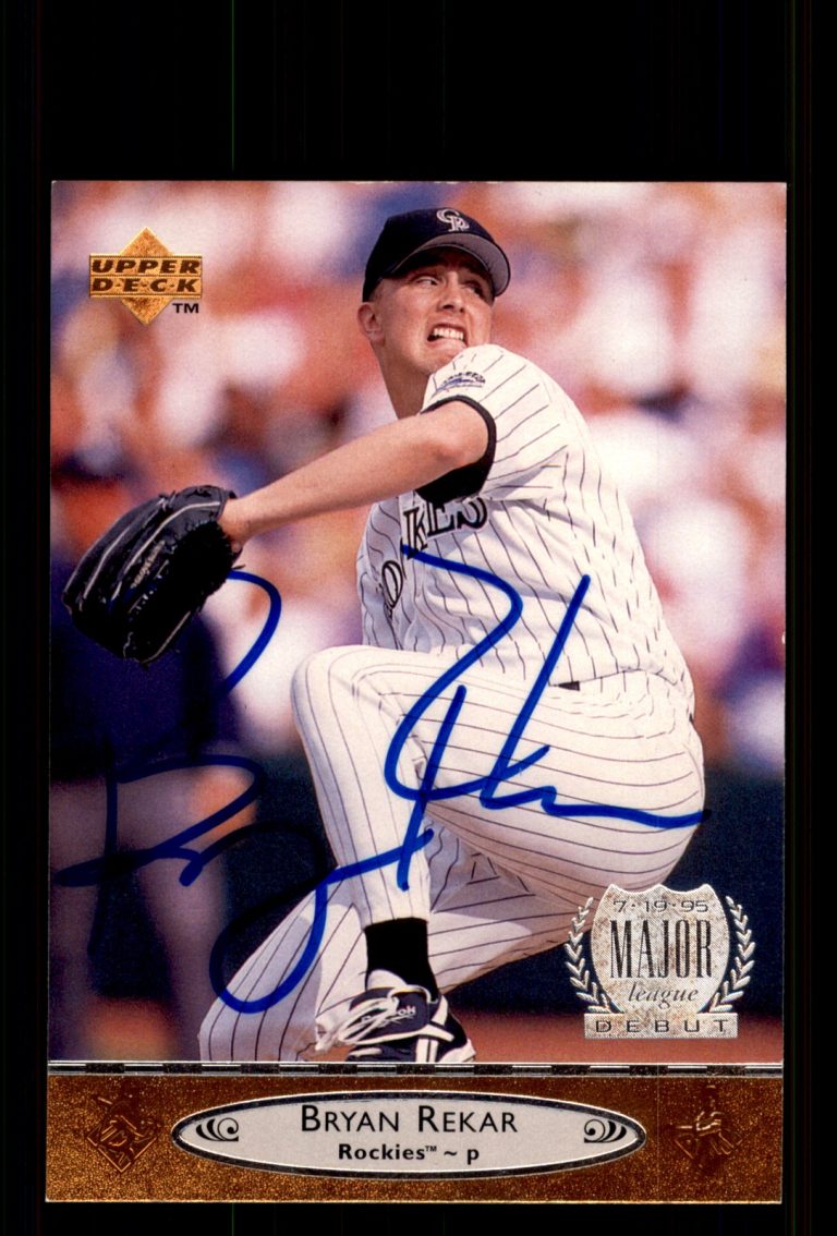 Signed Baseball Card Auto Bryan Rekar 1996 Upper Deck #64 Colorado Rockies