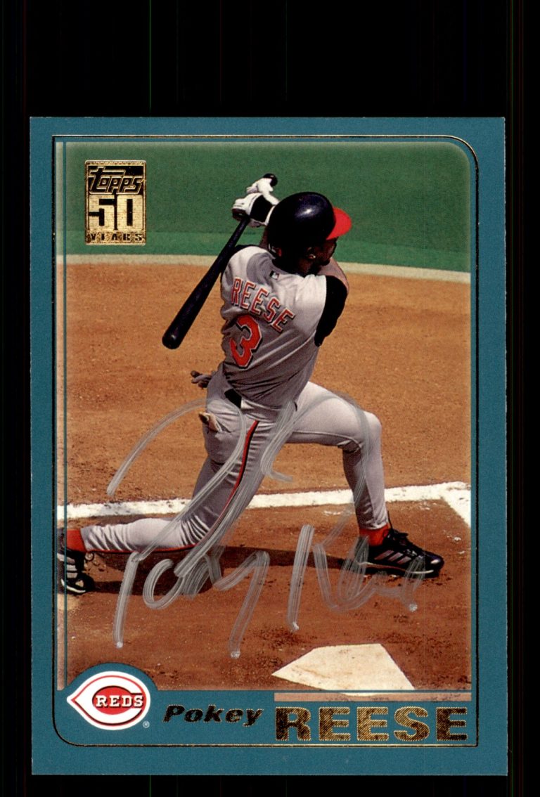 Signed Baseball Card Auto Pokey Reese 2001 Topps #32 Cincinnati Reds