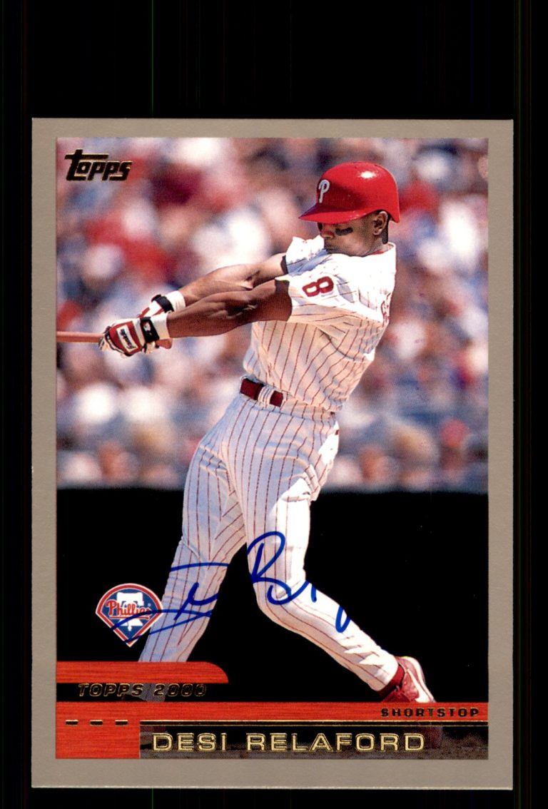Signed Baseball Card Auto Desi Relaford 2000 Topps #258 Philadelphia Phillies