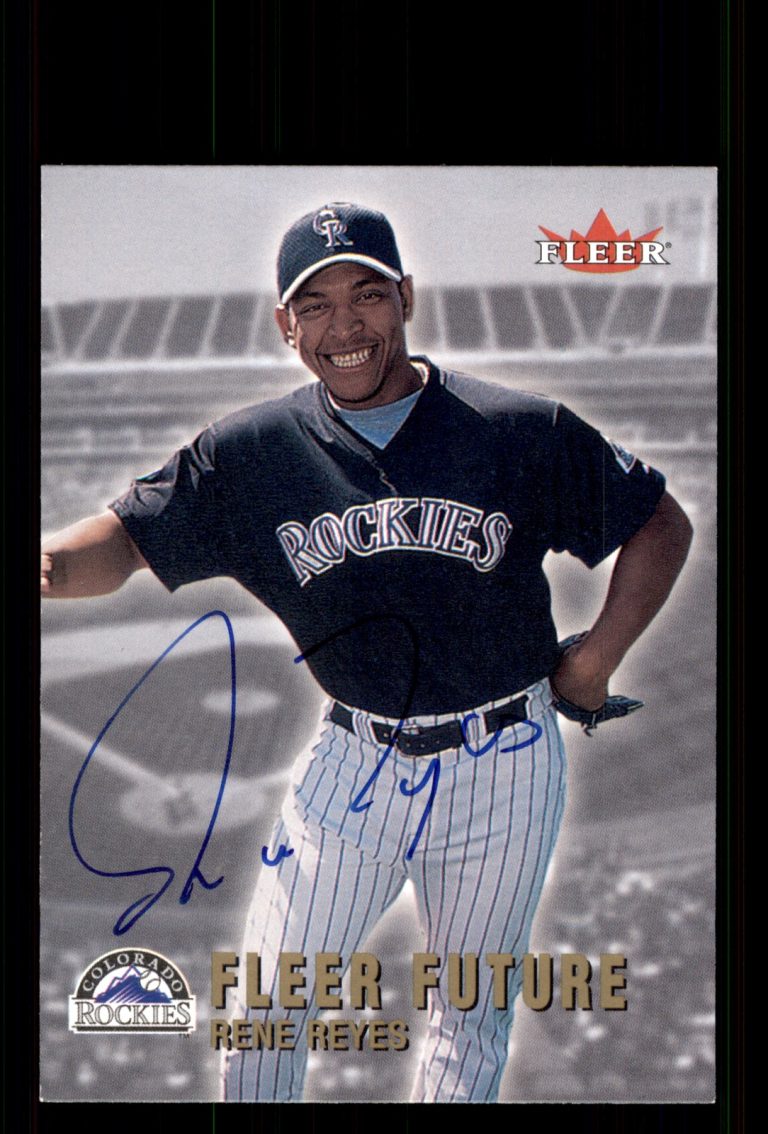 Signed Baseball Card Auto Rene Reyes 2002 Fleer #497 Colorado Rockies