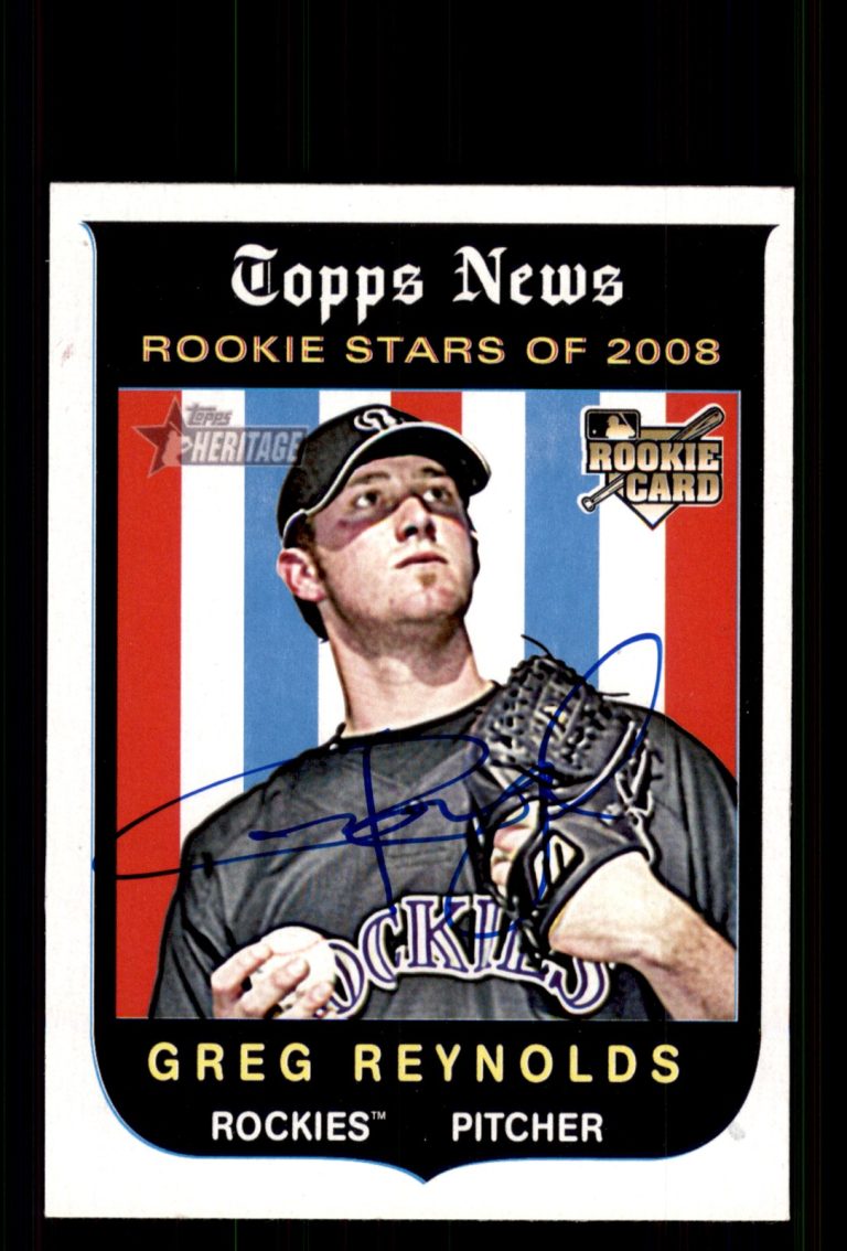 Signed Baseball Card Auto Greg Reynolds 2008 Topps Heritage #605 Rockies