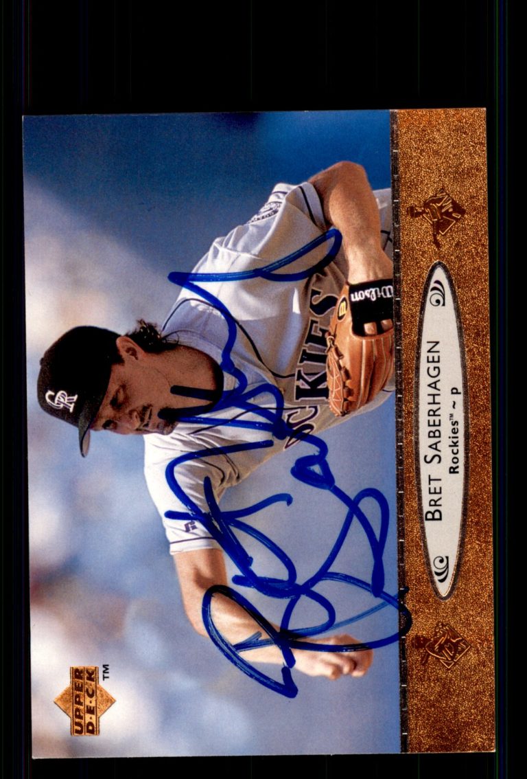 Signed Baseball Card Auto Bret Saberhagen 1996 Upper Deck #61 Colorado Rockies