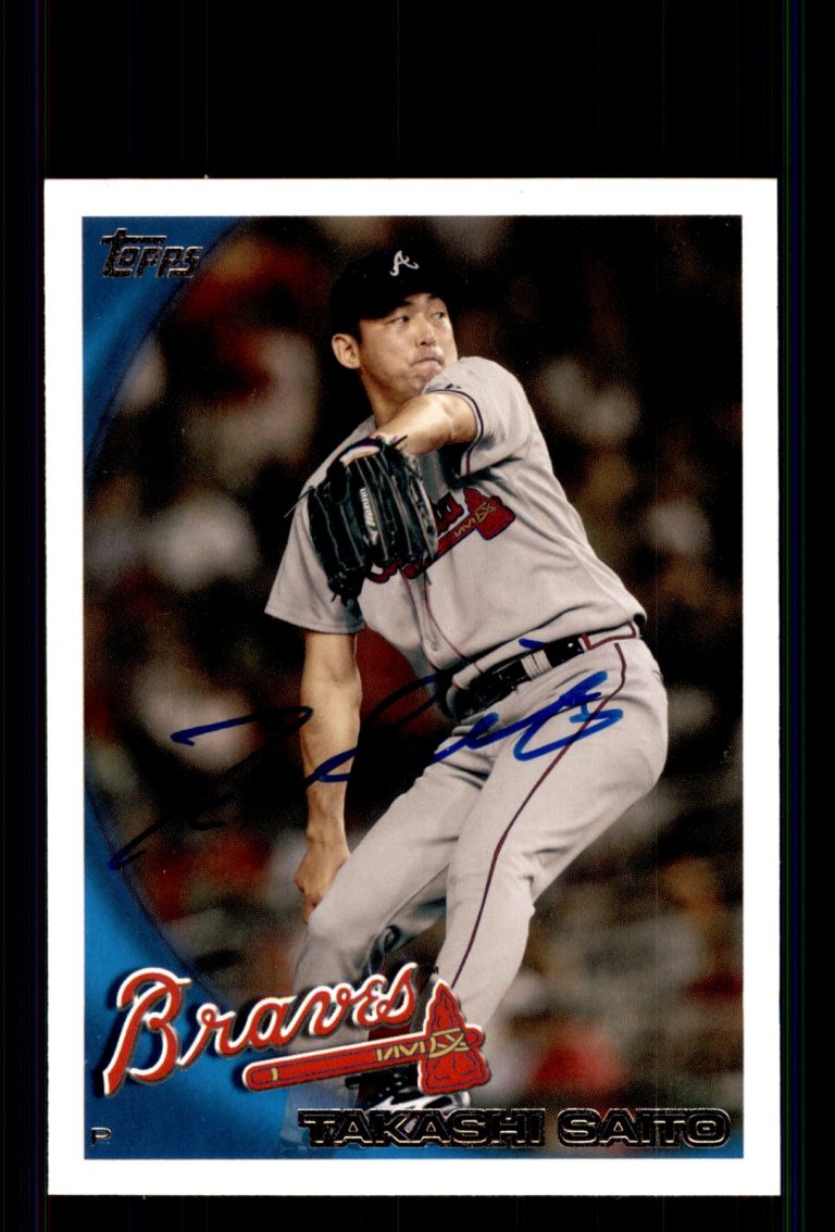 Signed Baseball Card Auto Takashi Saito 2010 Topps Update #US-131 Atlanta Braves