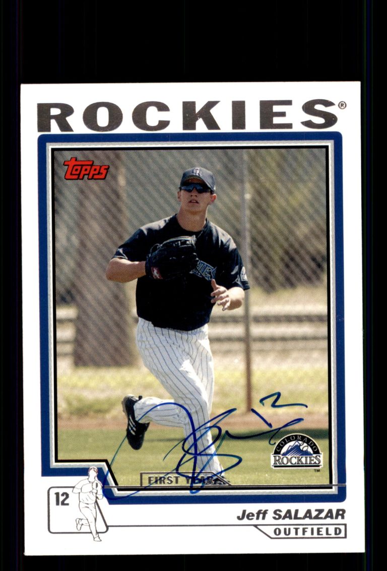 Signed Baseball Card Auto Jeff Salazar 2004 Topps Traded & Rookies #T186 Rockies
