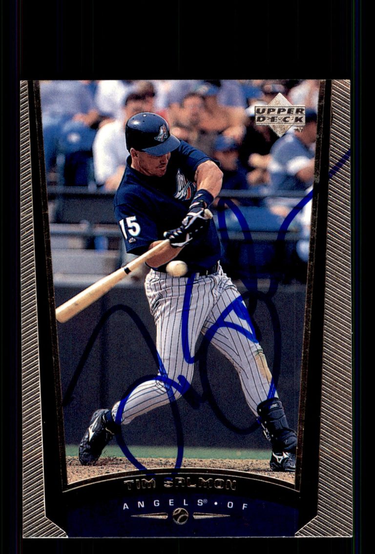 Signed Baseball Card Auto Tim Salmon 1999 Upper Deck #25 Anaheim Angels