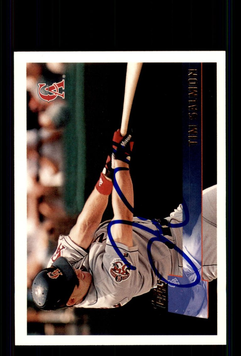Signed Baseball Card Auto Tim Salmon 1996 Topps #319 California Angels