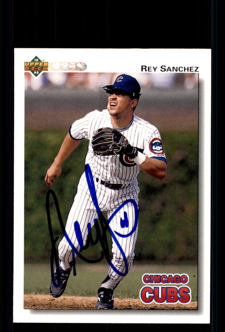 Signed Baseball Card Auto Rey Sanchez 1992 Upper Deck #562 Chicago Cubs