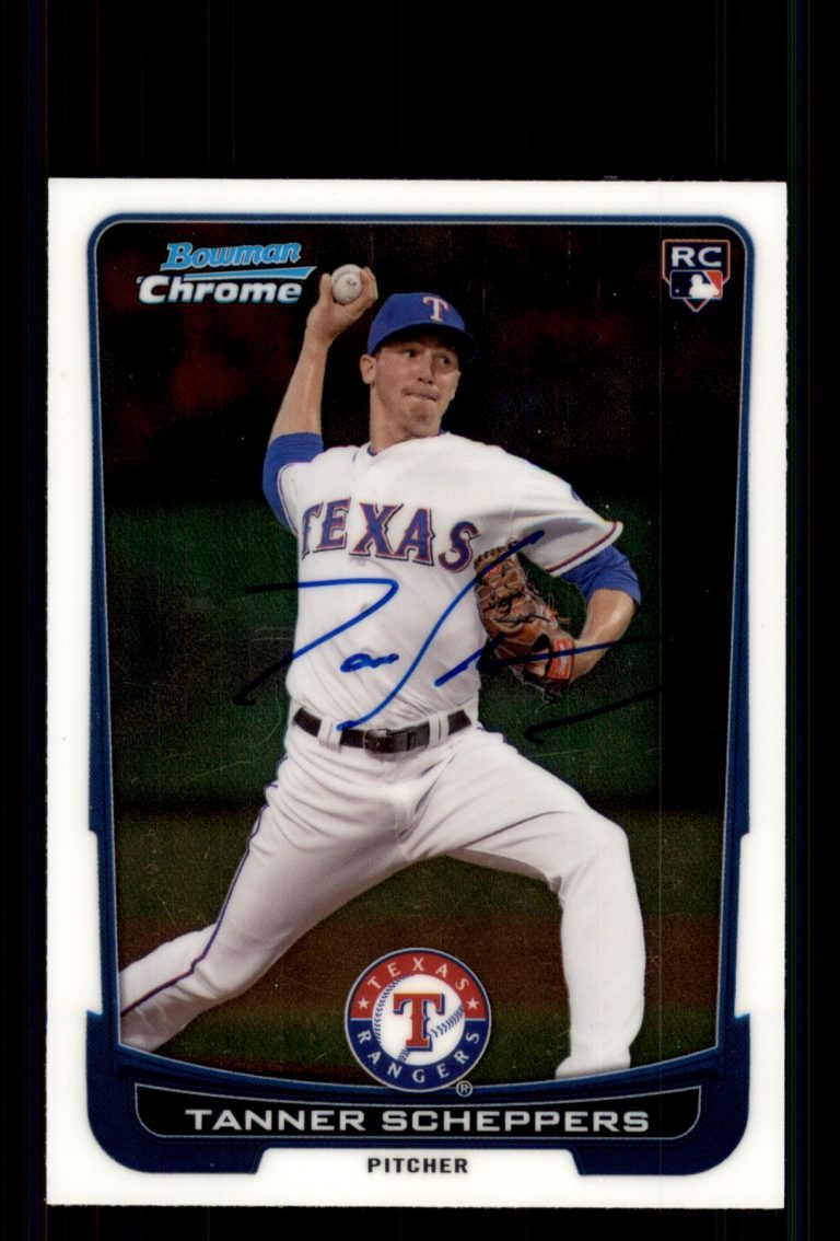 Signed Baseball Card Auto Tanner Scheppers 2012 Bowman Draft #13 Rangers