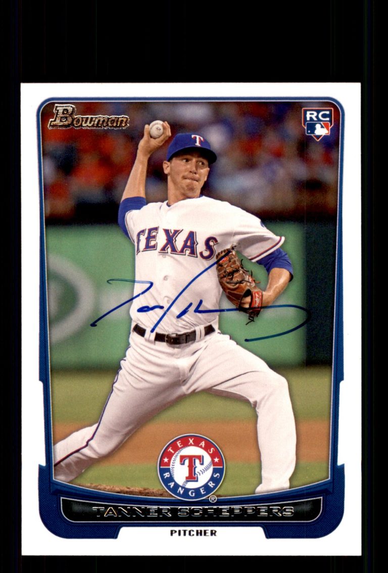 Signed Baseball Card Auto Tanner Scheppers 2012 Bowman Draft #13 Rangers