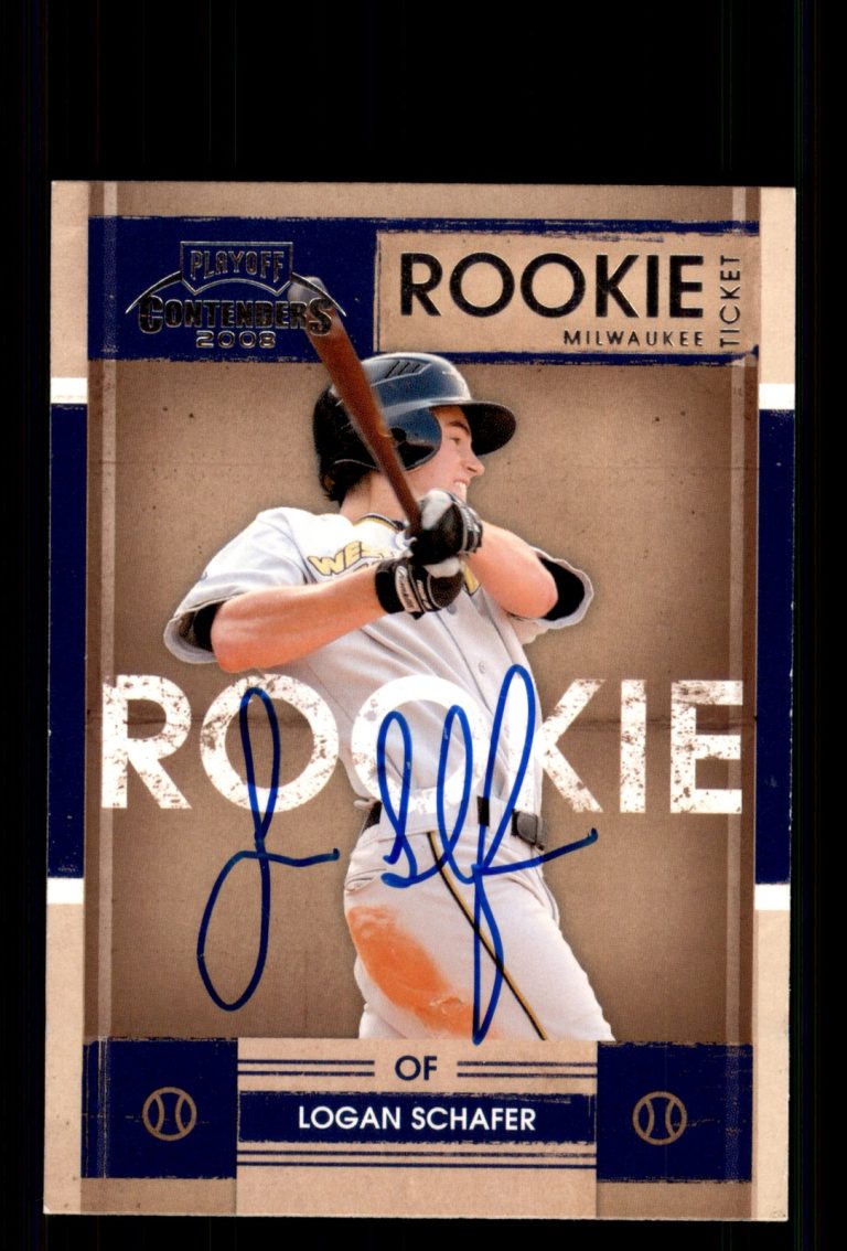 Signed Baseball Card Auto Logan Schafer 2008 Playoff Contenders #35 Brewers