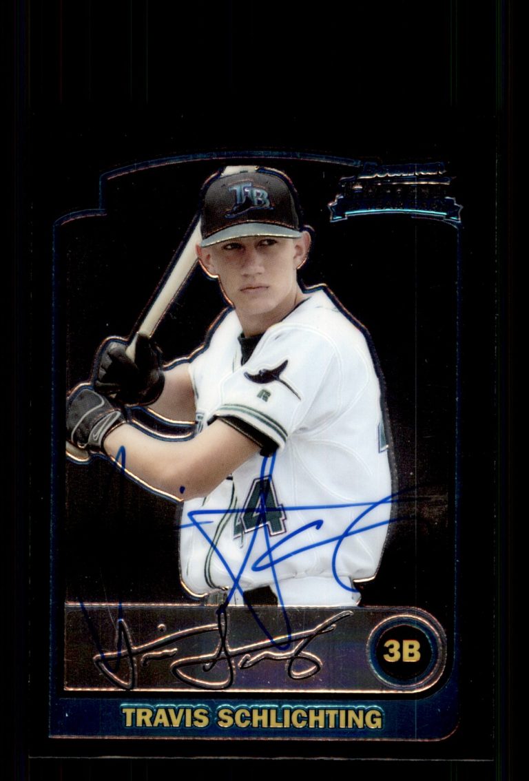 Signed Baseball Card Auto Travis Schlichting 2003 Bowman Chrome #BDP93 Tampa Bay