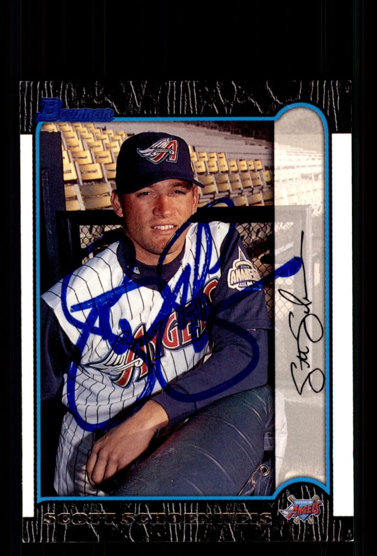 Signed Baseball Card Auto Scott Schoeneweis 1999 Bowman #150 Anaheim Angels