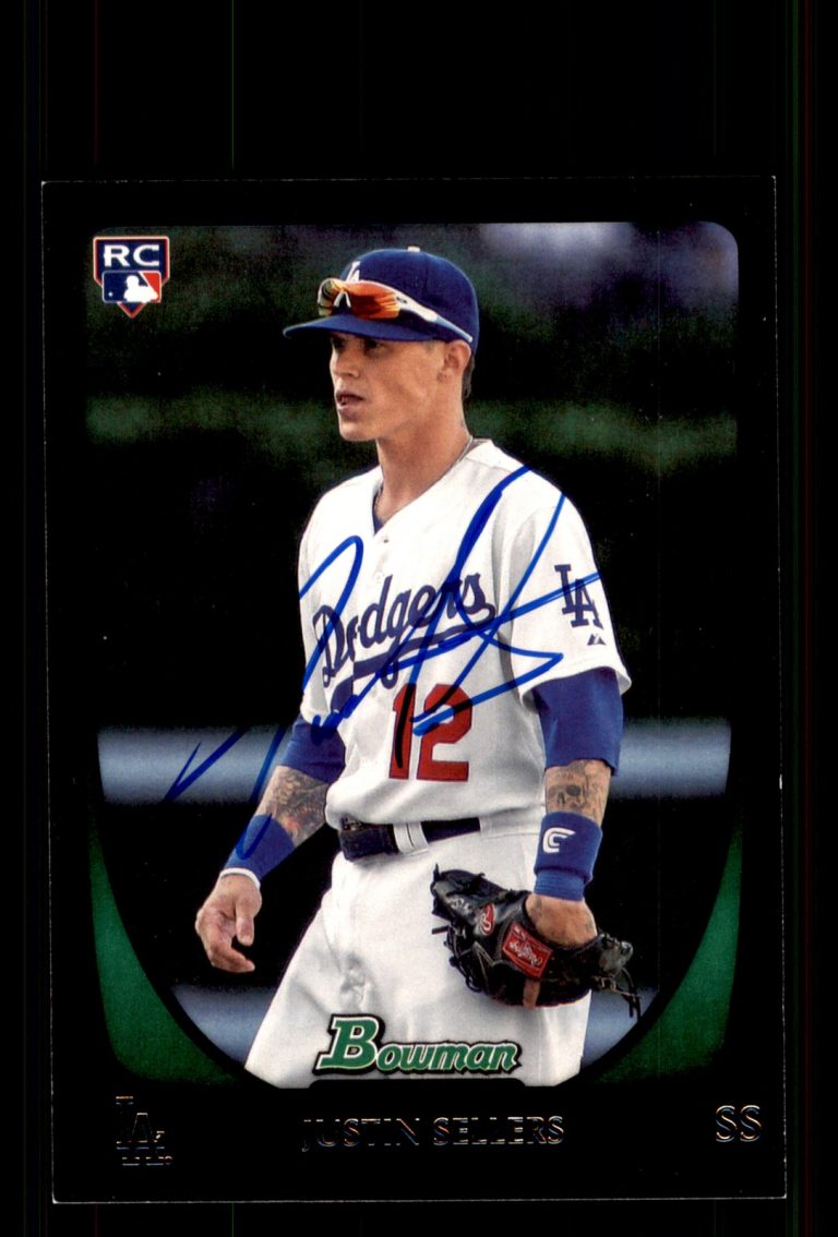 Signed Baseball Card Auto Justin Sellers 2011 Bowman #109 Dodgers