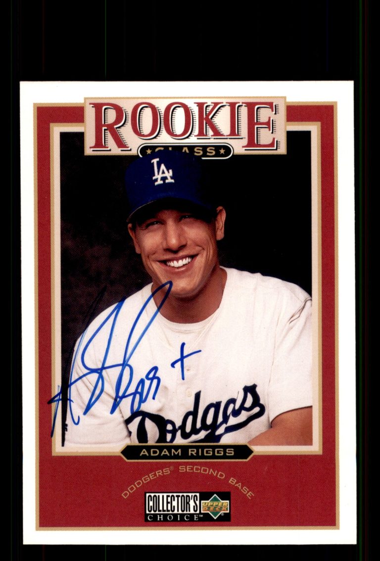 Signed Baseball Card Auto Adam Riggs 1997 Collector's Choice #474 Dodgers