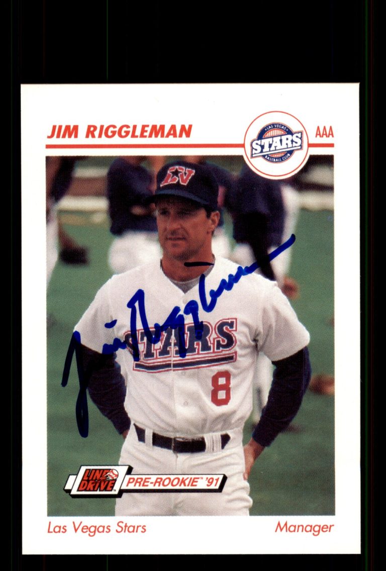 Signed Baseball Card Auto Jim Riggleman 1991 Line Drive AAA #299 Las Vegas Stars