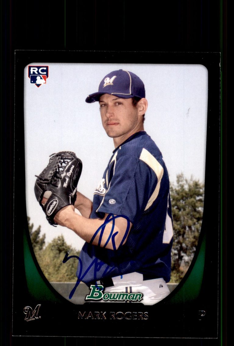 Signed Baseball Card Auto Mark Rogers 2011 Bowman #208 Milwaukee Brewers