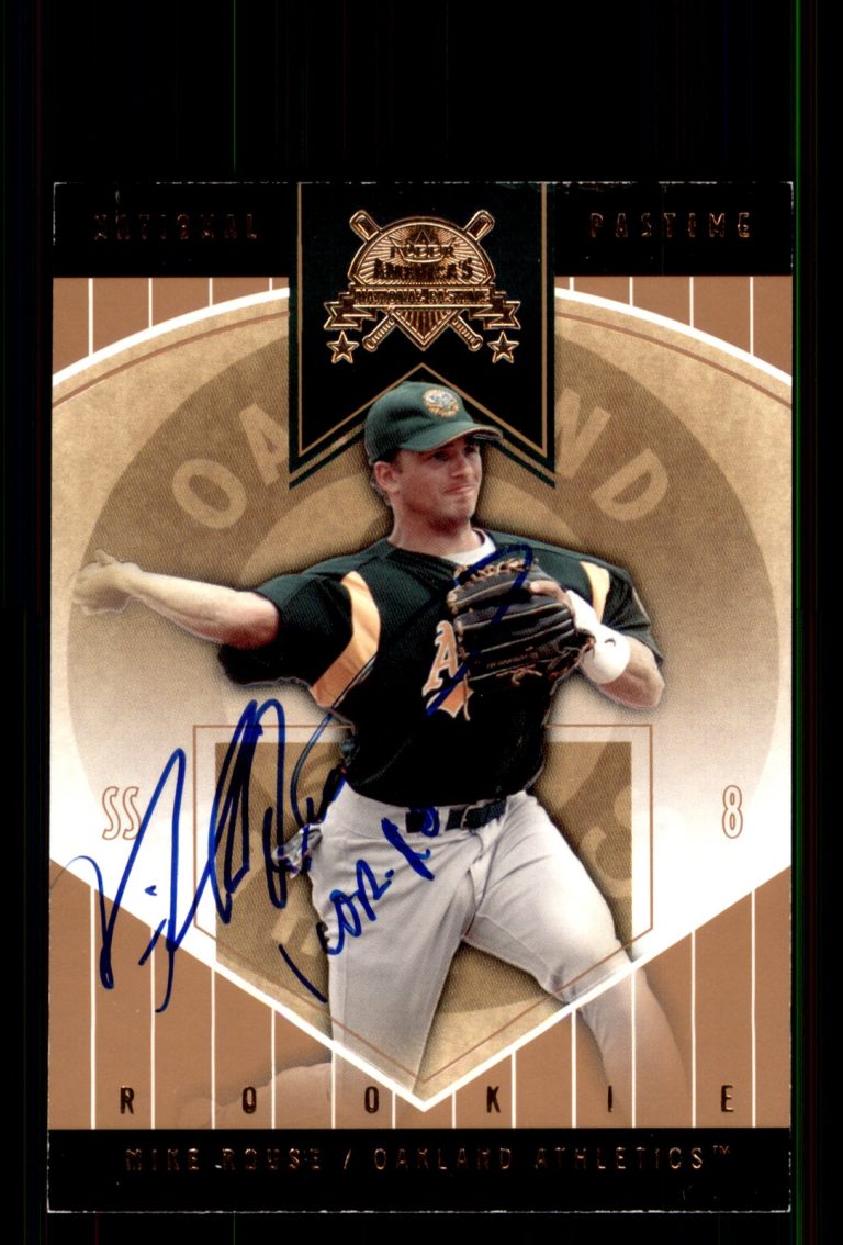 Signed Baseball Card Auto Mike Rouse 2004 Fleer National Pastime #66 A's
