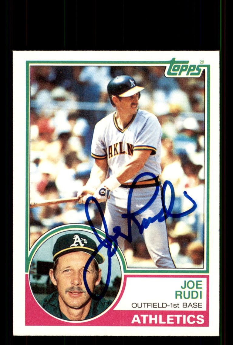 Signed Baseball Card Auto Joe Rudi 1983 Topps #87 Oakland Athletics