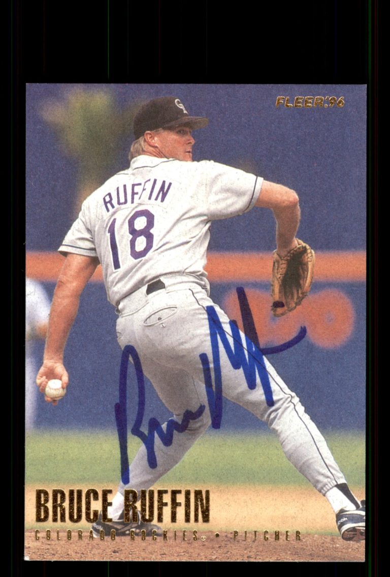 Signed Baseball Card Auto Bruce Ruffin 1996 Fleer #373 Colorado Rockies