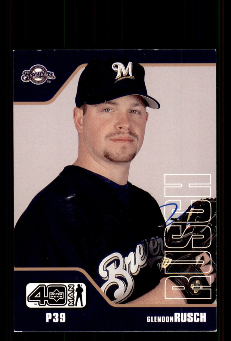 Signed Baseball Card Auto Glendon Rusch 2002 Upper Deck 40-Man #536 Brewers