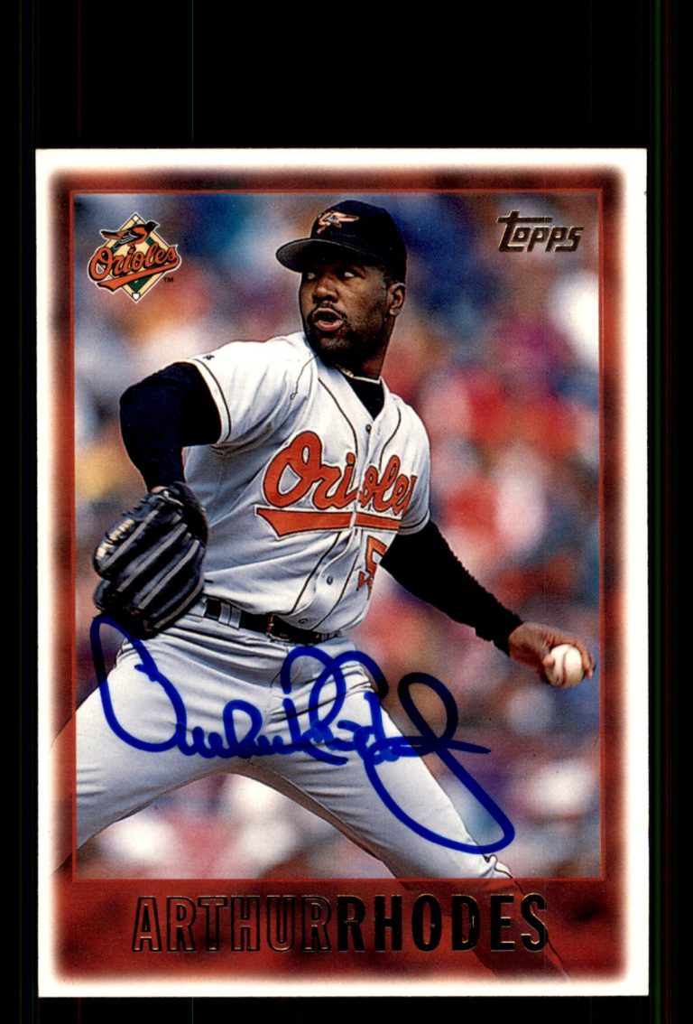 Signed Baseball Card Auto Arthur Rhodes 1997 Topps #53 Baltimore Orioles