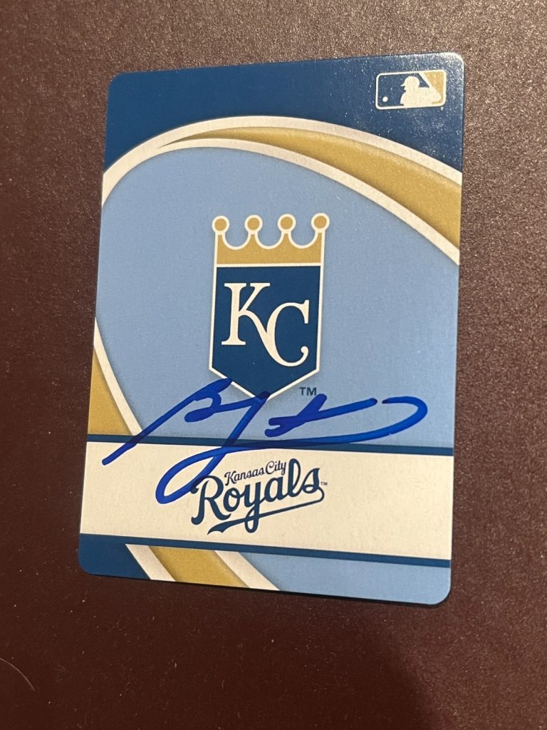 SIGNED BASEBALL LOGO PLAYING CARD AUTO BEN ZOBRIST KANSAS CITY ROYALS WSC 2015