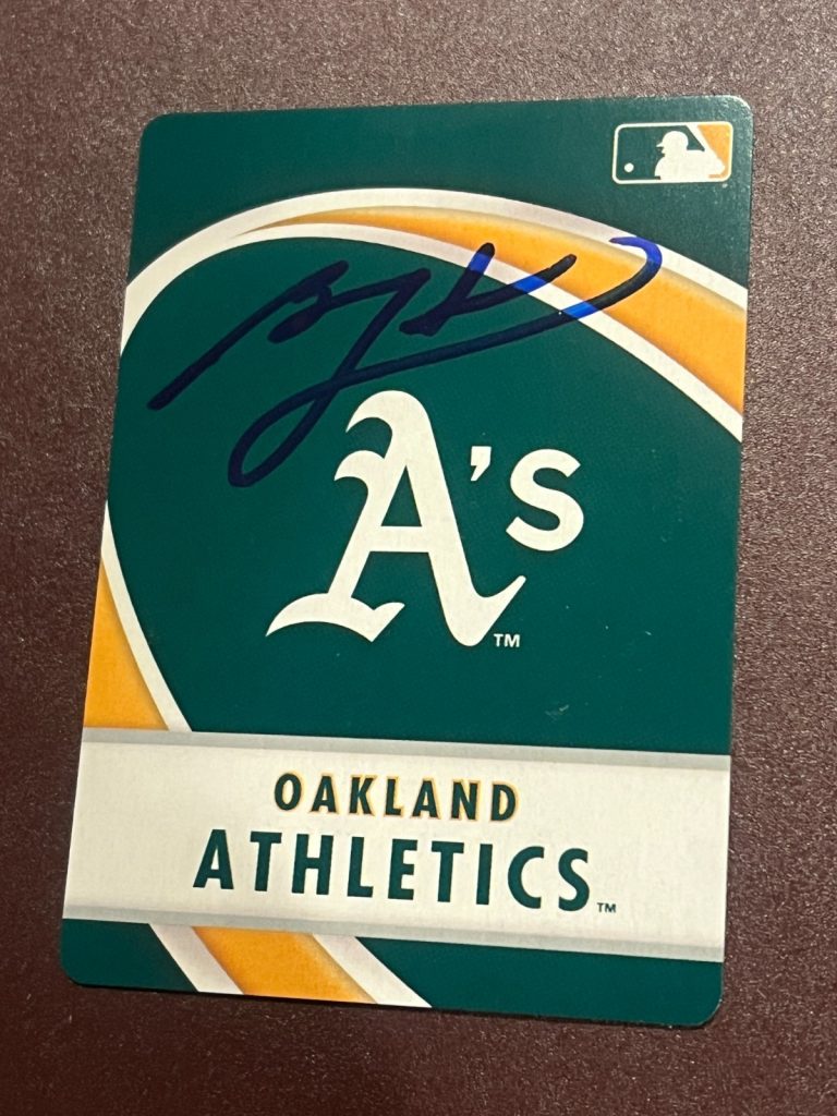 SIGNED BASEBALL LOGO PLAYING CARD AUTO BEN ZOBRIST OAKLAND A's ATHLETICS