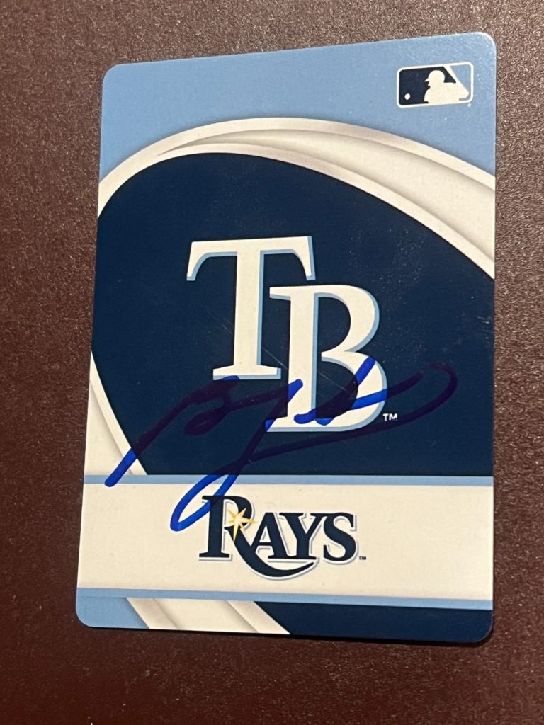 SIGNED BASEBALL LOGO PLAYING CARD AUTO BEN ZOBRIST TAMPA BAY RAYS