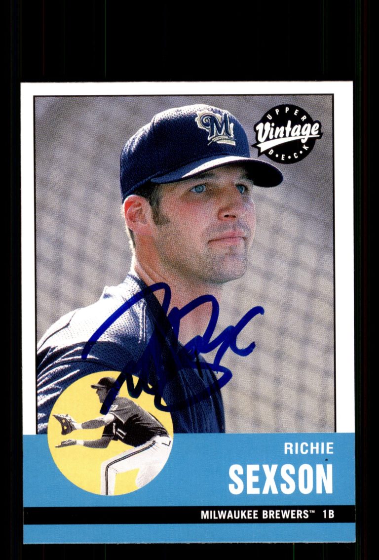 Signed Baseball Card Auto Richie Sexson 2001 Upper Deck Vintage #186 Brewers