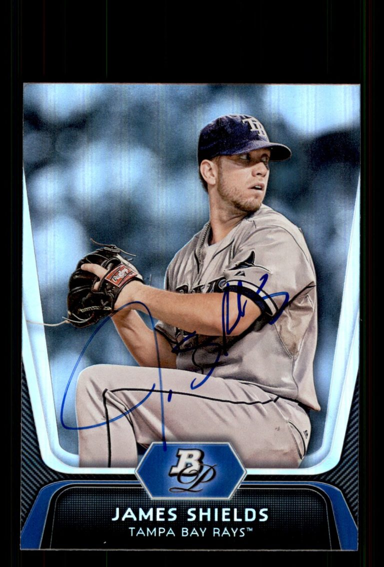 Signed Baseball Card Auto James Shields 2012 Bowman Platinum #26 Tampa Bay Rays