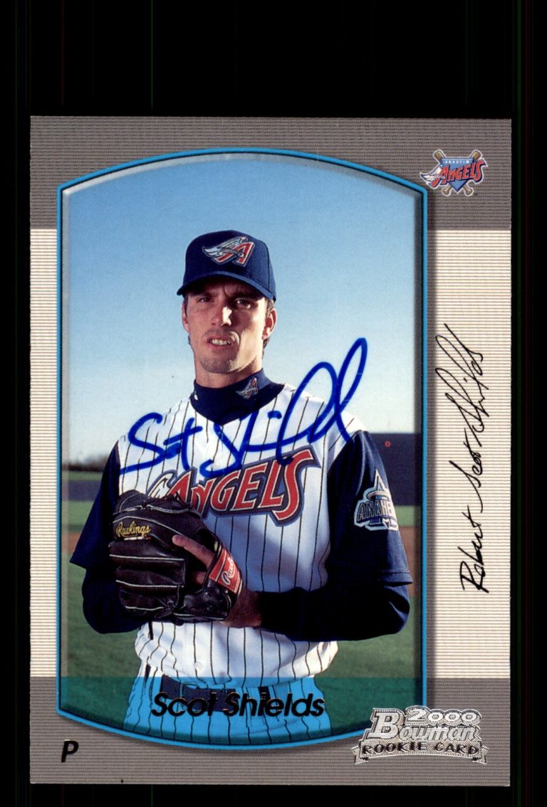 Signed Baseball Card Auto Scot Shields 2000 Bowman #250 Anaheim Angels