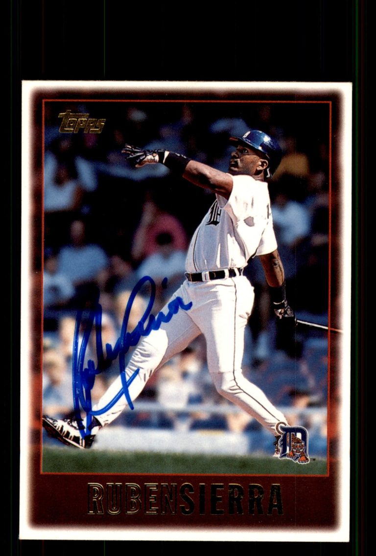 Signed Baseball Card Auto Ruben Sierra 1997 Topps #452 Detroit Tigers