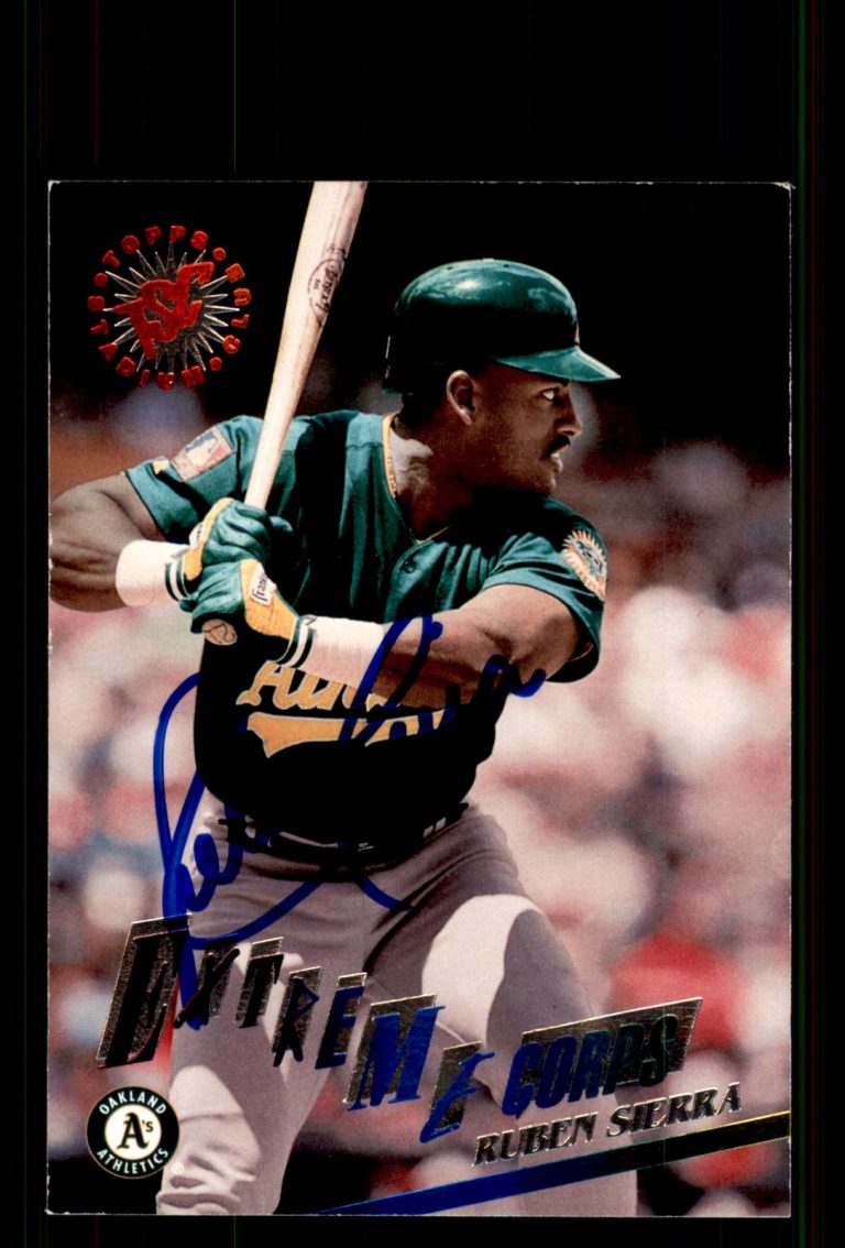 Signed Baseball Card Auto Ruben Sierra 1995 Stadium Club #520 Oakland Athletics