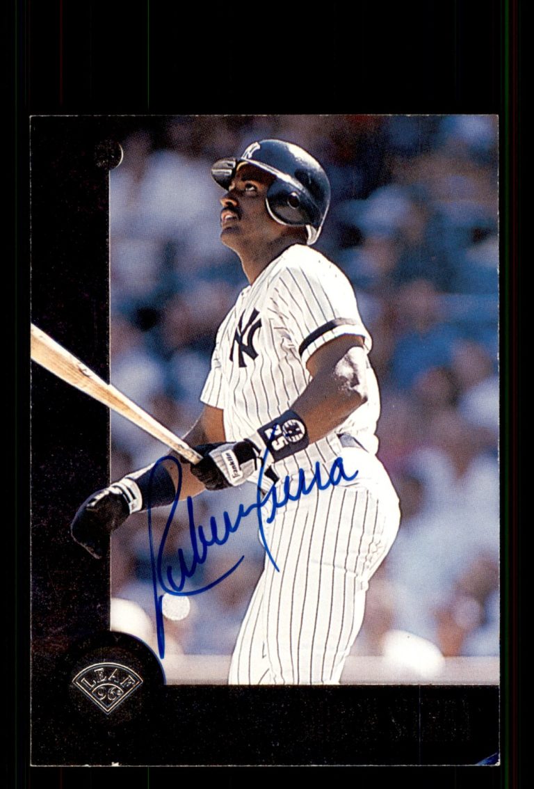 Signed Baseball Card Auto Ruben Sierra 1996 Leaf #168 New York Yankees