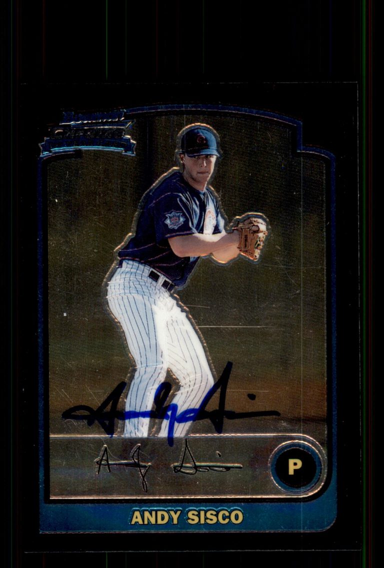 Signed Baseball Card Auto Andy Sisco 2003 Bowman Chrome #328 Chicago Cubs