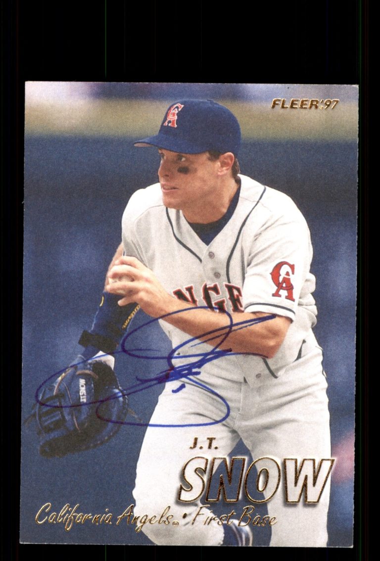 Signed Baseball Card Auto J.T. Snow 1997 Fleer #52 California Angels