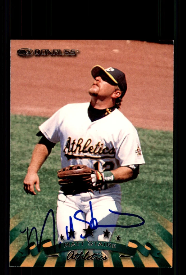 Signed Baseball Card Auto Matt Stairs 1998 Donruss #50 Oakland Athletics