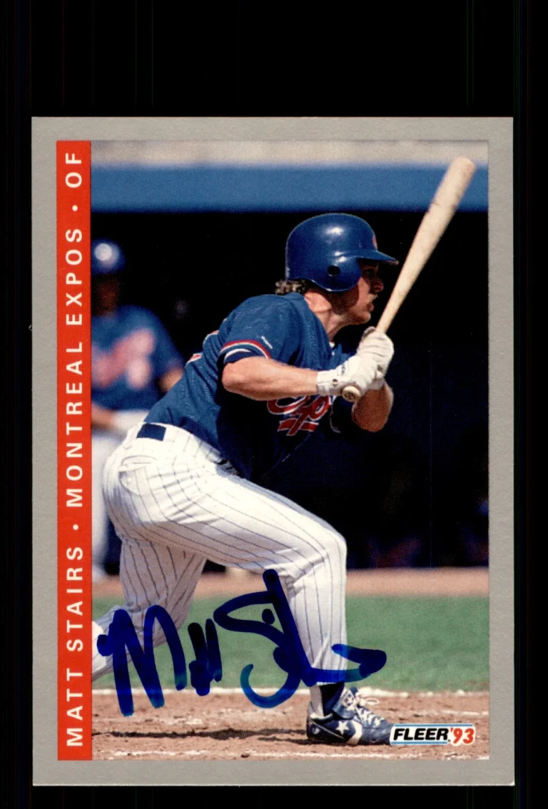 Signed Baseball Card Auto Matt Stairs 1993 Fleer #464 Montreal Expos