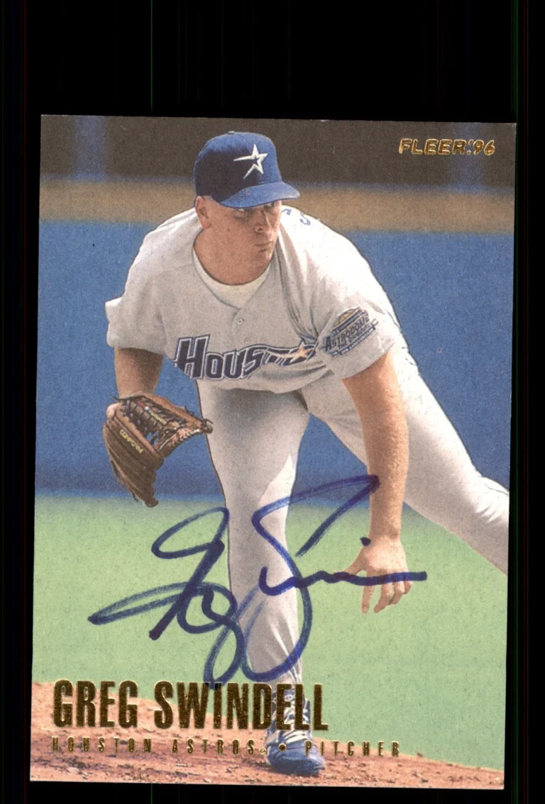 Signed Baseball Card Auto Greg Swindell 1996 Fleer #419 Houston Astros