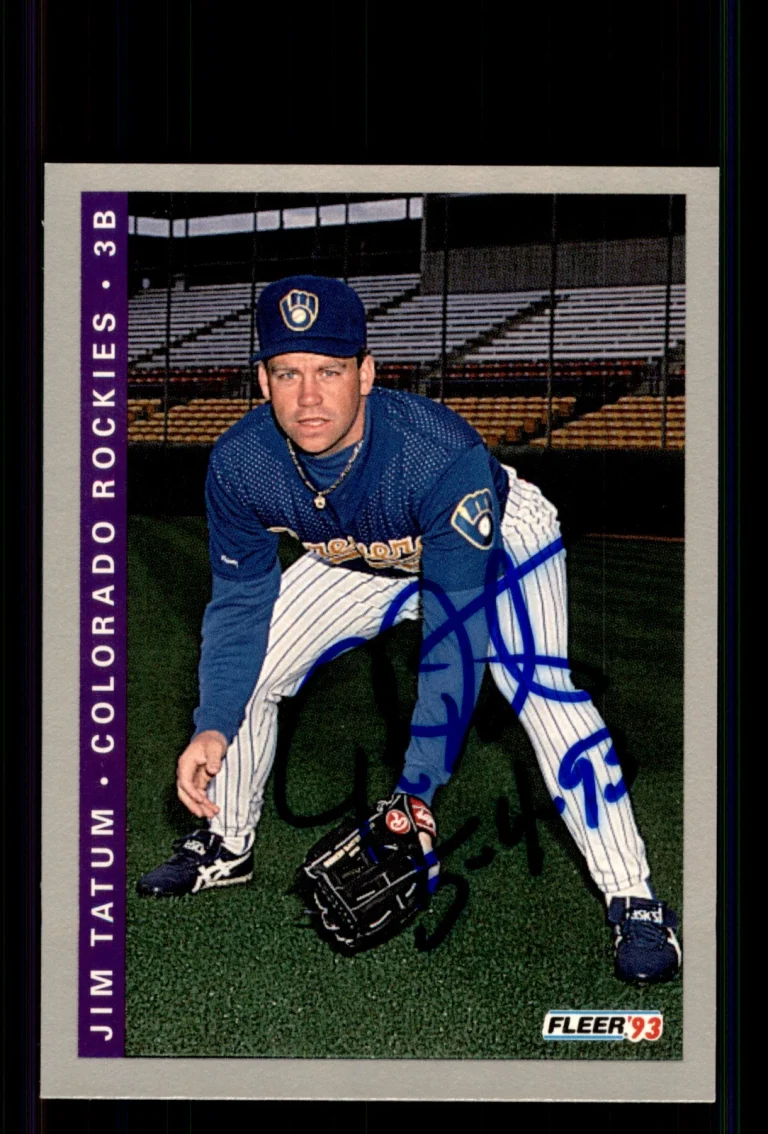 Signed Baseball Card Auto Jim Tatum 1993 Fleer #416 Colorado Rockies