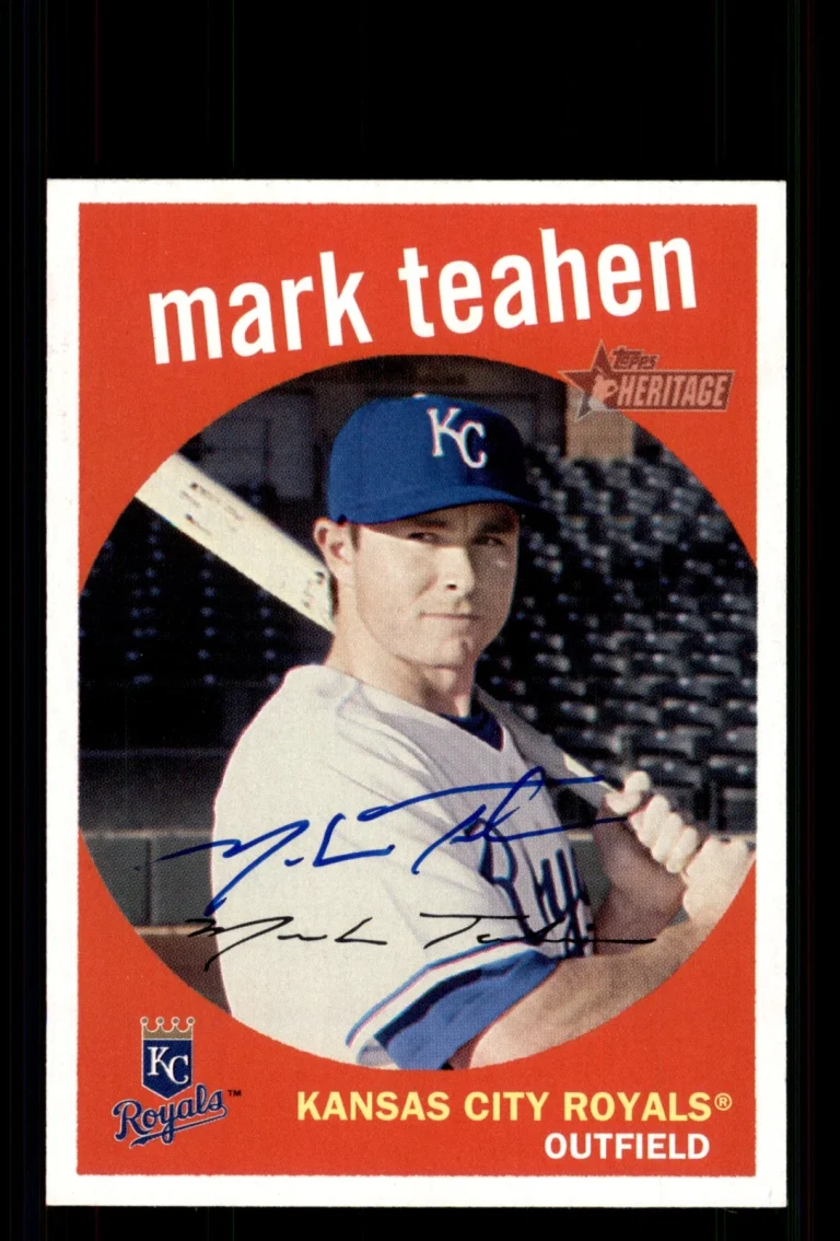 Signed Baseball Card Auto Mark Teahen 2008 Topps Heritage #277 Royals