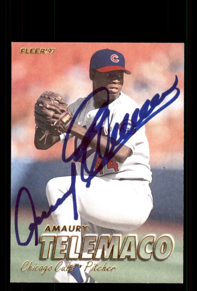 Signed Baseball Card Auto Amaury Telemaco 1997 Fleer #286 Chicago Cubs