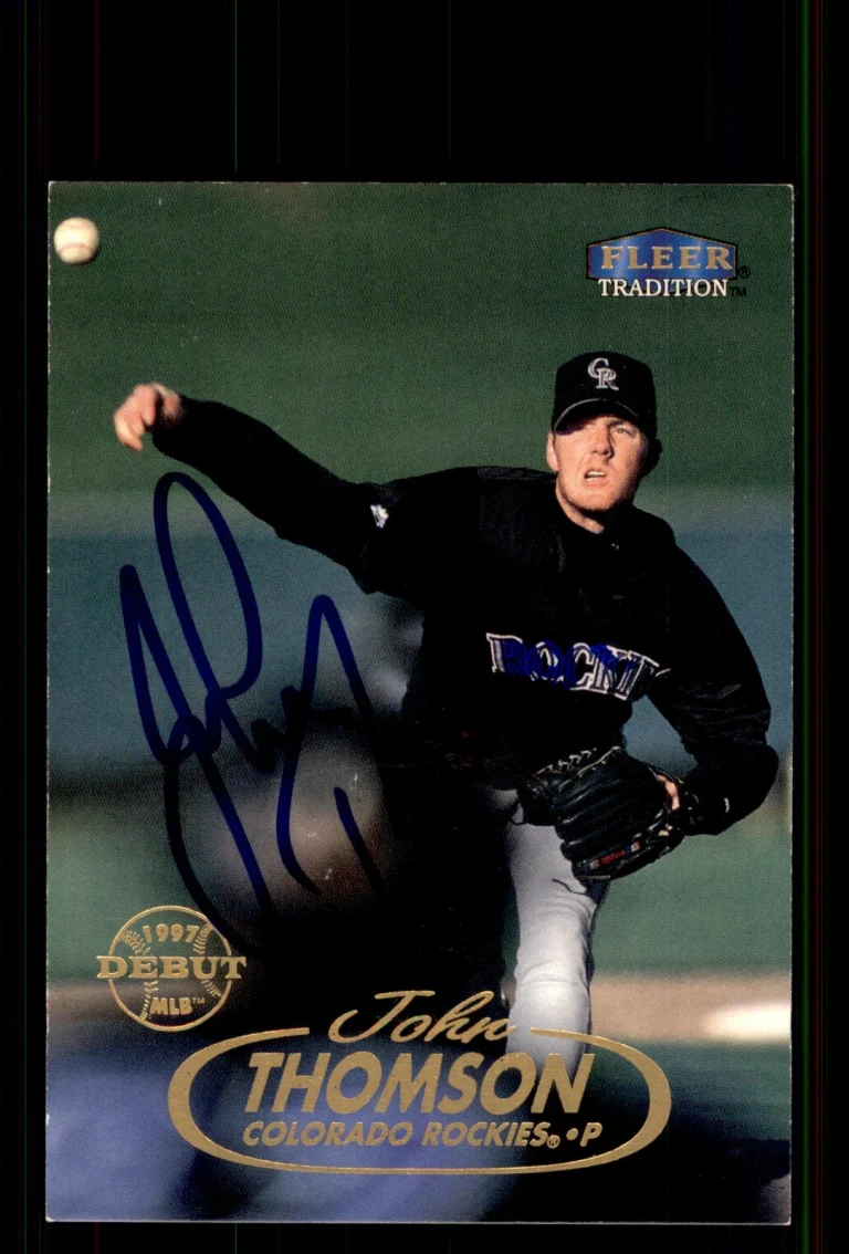 Signed Baseball Card Auto John Thomson 1998 Fleer Tradition #286 Rockies